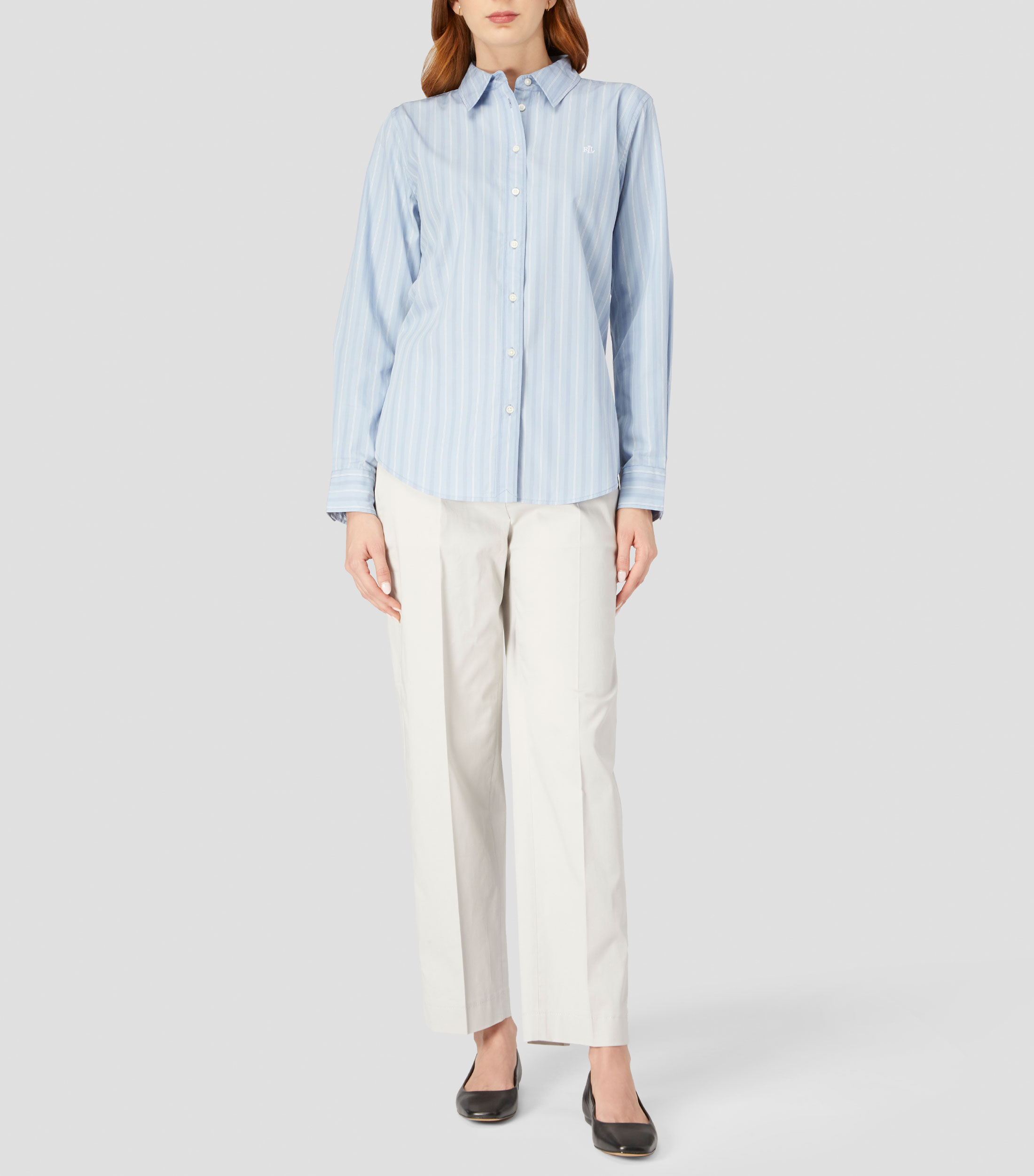 Pantalones tobilleros regular de algodón elástico Mujer